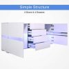 Buffet Sideboard Cabinet High Gloss RGB LED Storage Cupboard with 2 Doors & 4 Drawers White