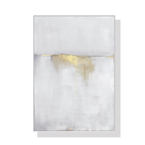 Abstract gold white single II White Frame Canvas Wall Art – 50×70 cm