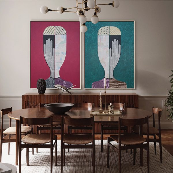 Abstract Man And Woman 2 Sets Gold Frame Canvas Wall Art – 50×70 cm