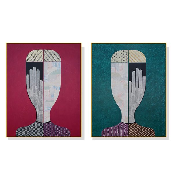 Abstract Man And Woman 2 Sets Gold Frame Canvas Wall Art – 50×70 cm
