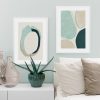 Abstract Green Circle 2 Sets White Frame Canvas Wall Art – 50×70 cm