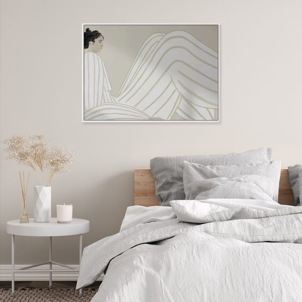 Abstract Lady White Frame Canvas Wall Art – 50×70 cm