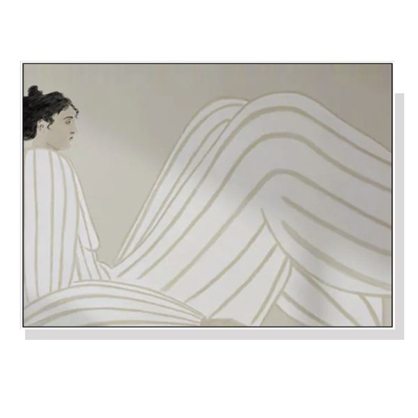 Abstract Lady White Frame Canvas Wall Art – 50×70 cm