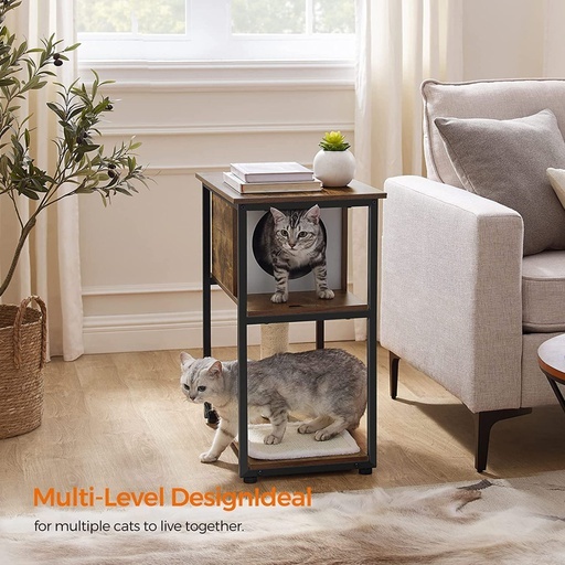 Cat Tree and End Table Rustic Brown PCT111H01