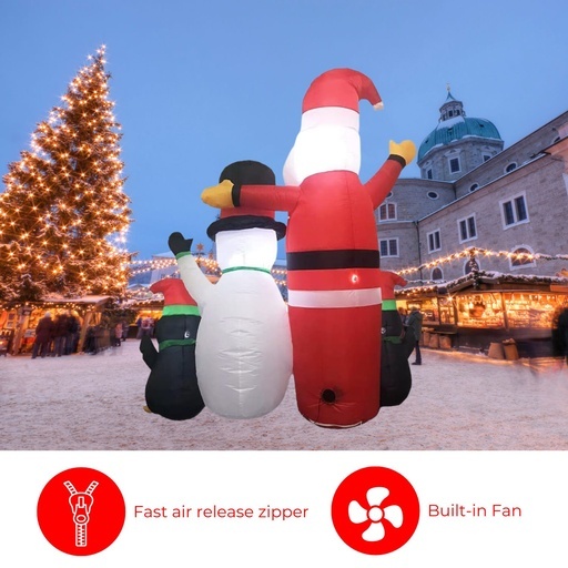 1.8m Santa Snowman and Penguin Greeting Christmas Inflatable with LED FS-INF-14