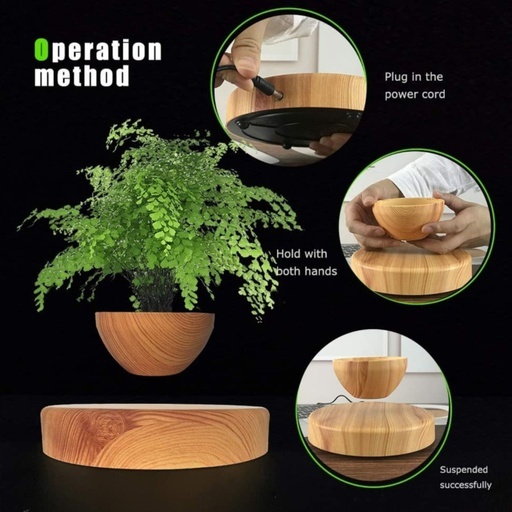 GOMINIMO Magnetic Levitating Plant Pot Oak GO-MLP-108-HCNT