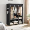 Clothes Wardrobe Portable Closet with Cover and 3 Hanging Rails Black RYG092B02