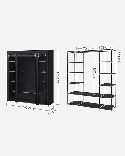 Non-Woven Fabric Wardrobe Bedroom Furniture Storage Black