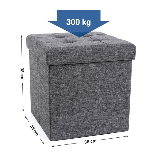 38cm Folding Storage Ottoman Bench Foot Rest Stool Dark Gray