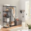 Portable Closet Wardrobe with 2 Hanging Rods Black