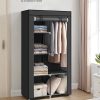 Portable Clothes Storage Organizer with 6 Shelves and 1 Clothes Hanging Rail Black RYG84BK