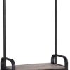 Entryway Hall Tree Coat Rack 183cm Shoe Bench with Shelves Greige and Black