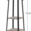 Coat Rack Stand with 3 Shelves Industrial Greige