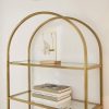 Bookshelf 5 Tier Tempered Glass with Gold Metal Frame LGT050A01