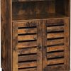Storage Cabinet with Shelves and Louvered Door