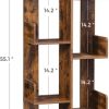 Tree-Shaped Bookcase with 8 Storage Shelves Rounded Corners Rustic Brown