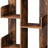 Tree-Shaped Bookcase with 8 Storage Shelves Rounded Corners Rustic Brown