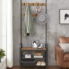 Coat Rack with Shoe Rack 183 cm Height Walnut Brown and Black