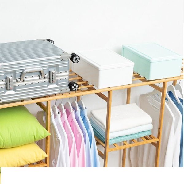 150cm Width Bamboo Clothes Rack Garment Closet Storage Organizer Hanging Rail Shelf Fabric Dustproof Cover – Type A – 150cm