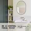 La Bella Wall Mirror Oval Aluminum Frame Makeup Decor Bathroom Vanity – 50×75 cm, Black
