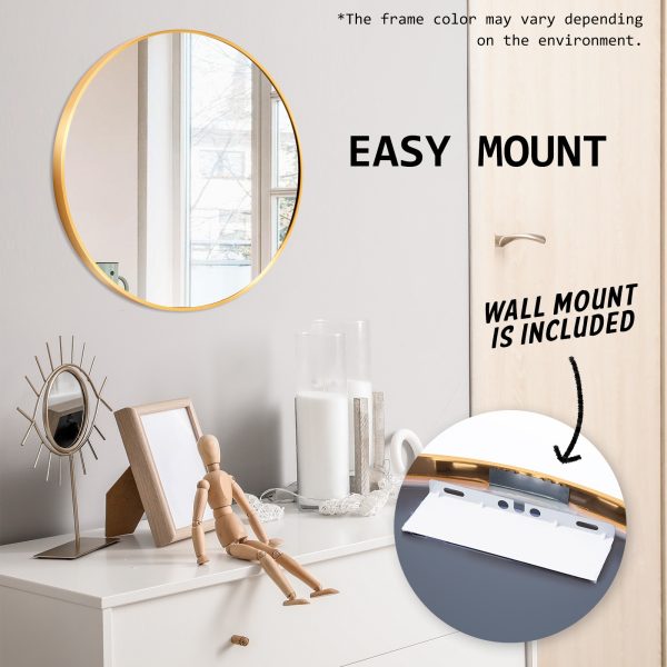 2 Set La Bella Gold Wall Mirror Round Aluminum Frame Makeup Decor Bathroom Vanity 50cm