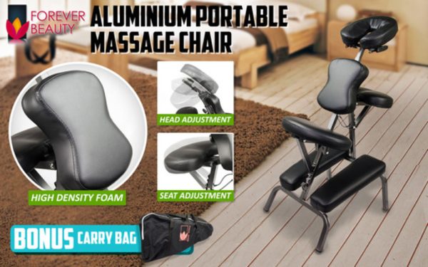 Forever Beauty Portable Beauty Massage Foldable Chair Table Therapy Waxing Aluminium – Black