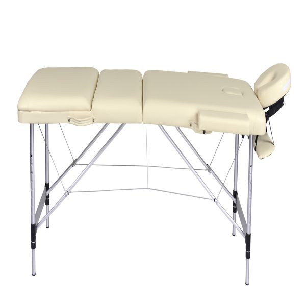 3 Fold Portable Aluminium Massage Table Massage Bed Beauty Therapy – Beige