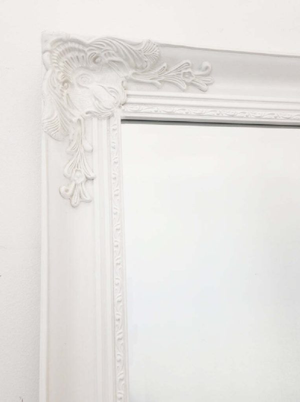 French Provincial Ornate Mirror – 100×190 cm, White