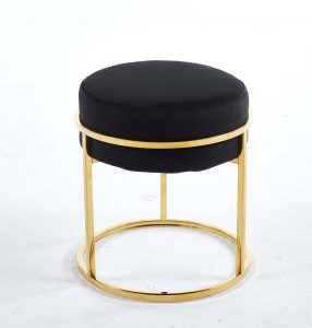 Soho Black Velvet & Gold Ottoman Footstool