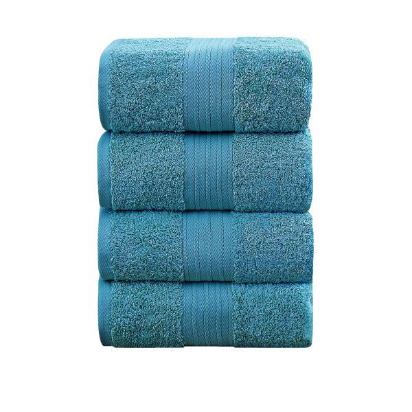 4 Piece Cotton Bath Towels Set – Blue