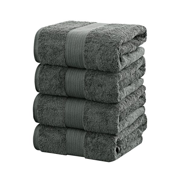 4 Piece Cotton Bath Towels Set – Charcoal