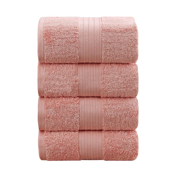 4 Piece Cotton Bath Towels Set – Coral