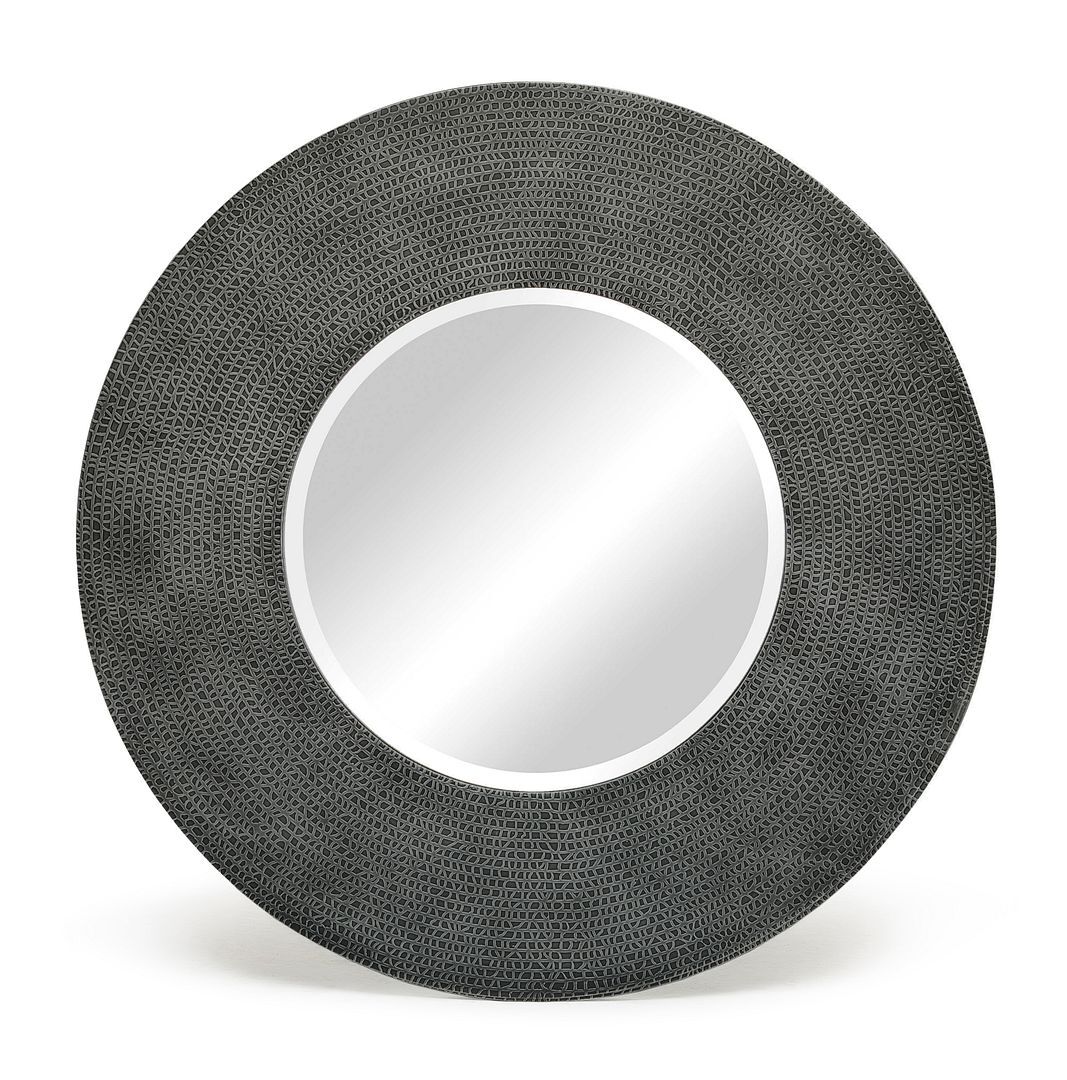 Round Wall Mirror with Croc Pattern Frame in Finish
