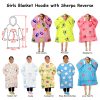 Girls Comfy Warm Blanket Hoodie with Sherpa Fleece Reverse – Avocado