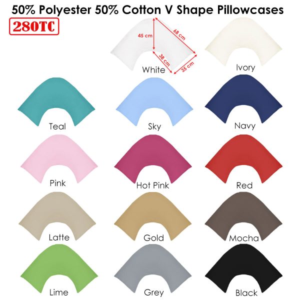 280TC Polyester Cotton V Shape Pillowcase