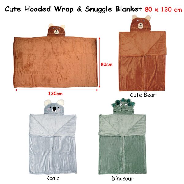 Hooded Wrap & Snuggle Animal Blanket Throw Rug – Bear