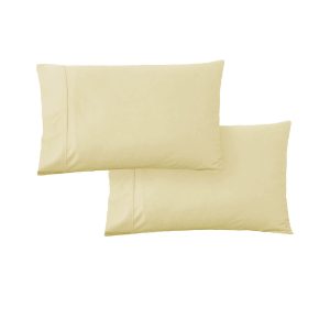 420TC Pair of Wrinkle Free No Flap Queen Pillowcases Pale Gold