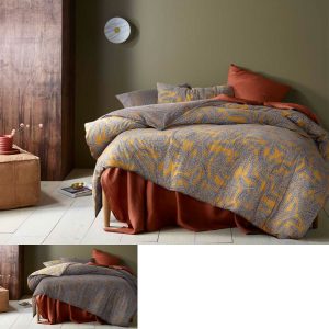 Clove Washed Cotton Printed Reversible Quilt Cover Set King
