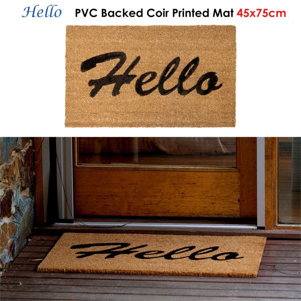 J.Elliot Home Hello PVC Backed Coir Printed Door Mat