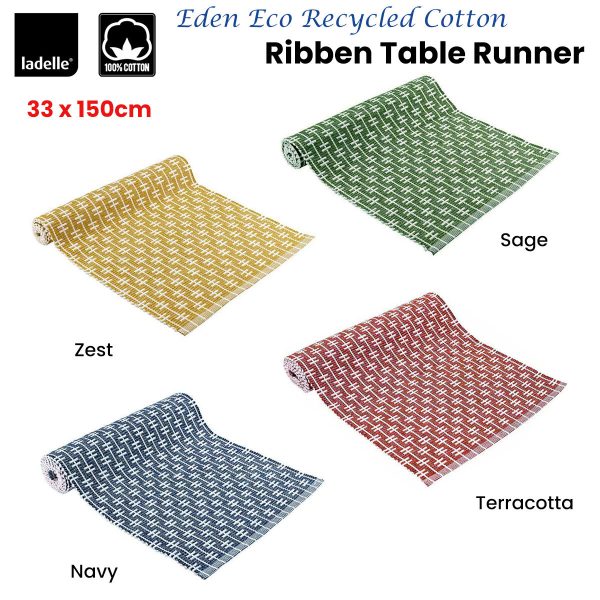 Eden Ribbed Eco Recycled Cotton Table Runner 33 x 150 cm
