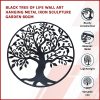 Black Tree of Life Wall Art Hanging Metal Iron Sculpture Garden – 60 cm