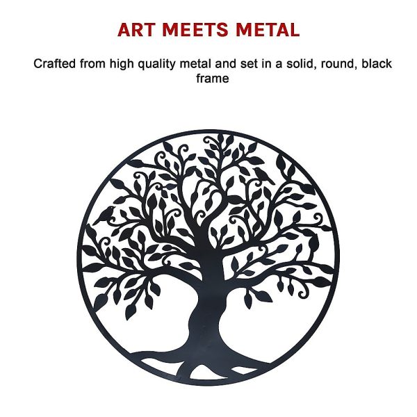 Black Tree of Life Wall Art Hanging Metal Iron Sculpture Garden – 60 cm