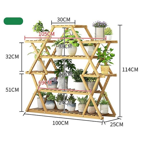 Bamboo Multilayer Flower Plant Bonsai Rack Shelf Stand Porch Lawn Patio. – Wooden