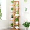 6 Tiers Vertical Bamboo Plant Stand Staged Flower Shelf Rack Outdoor Garden, – Wooden