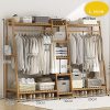 Portable Clothes Rack Coat Garment Stand Bamboo Rail Hanger Airer Closet. – Wooden