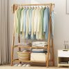 Portable Clothes Rack Coat Garment Stand Bamboo Rail Hanger Airer Closet.. – Wooden