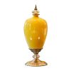 42.50cm Ceramic Oval Flower Vase with Gold Metal Base