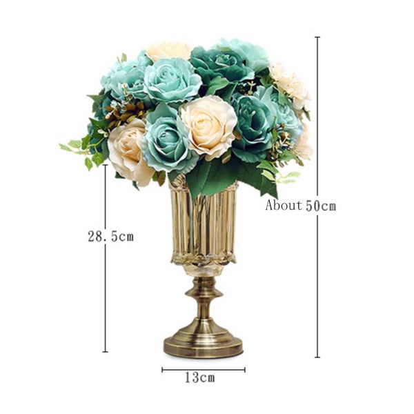 28.5cm Transparent Glass Flower Vase Filler with Blue Flower Set