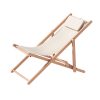 Outdoor Chairs Sun Lounge Deck Beach Chair Folding Wooden Patio Furniture – Beige