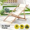 Outdoor Chairs Sun Lounge Deck Beach Chair Folding Wooden Patio Furniture – Beige